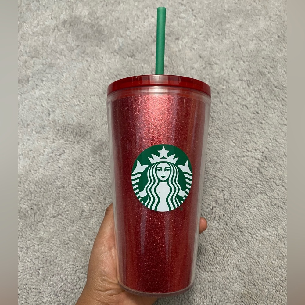 Starbucks Red Glittery 16 oz Reusable Cup